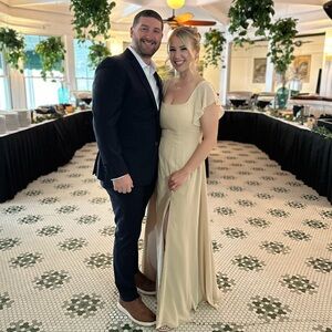 Azazie bridesmaid bondi champagne dress